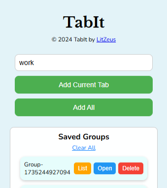 TabIt: Web Extension for Tab Management